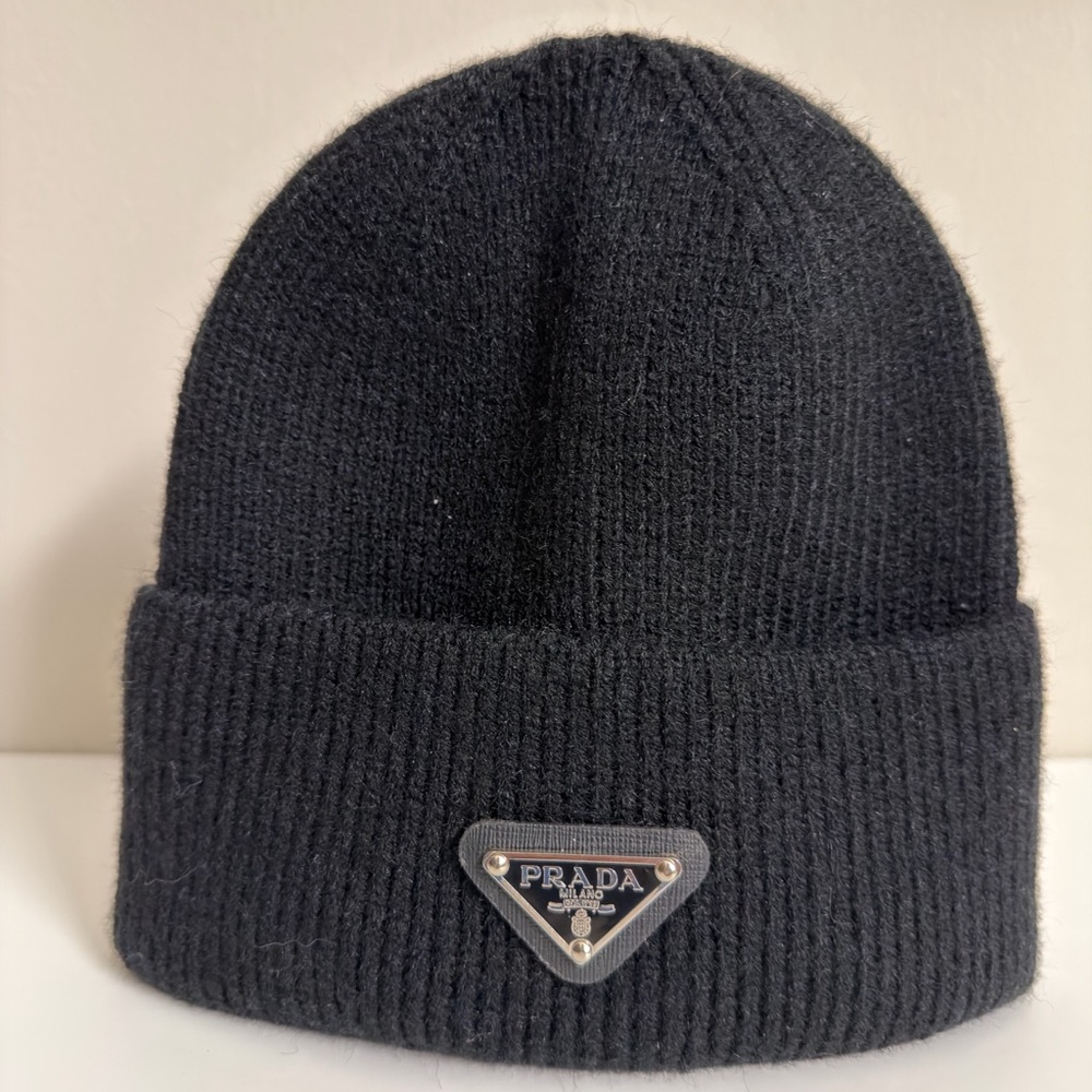 Prada Black Knit Beanie